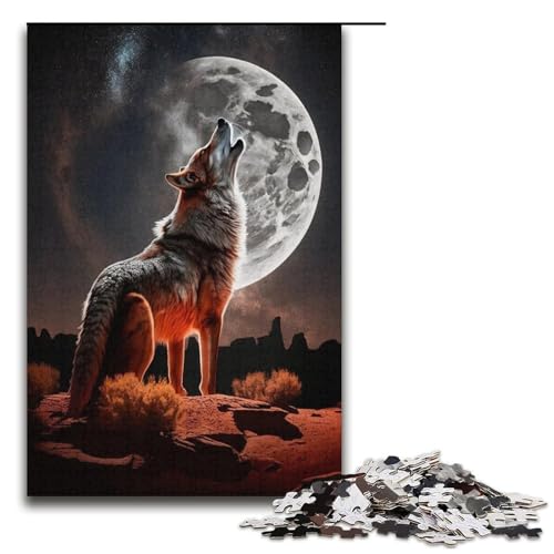 1000-teiliges Puzzle „Mondwolf“ aus Pappe, pädagogisches Spielzeug zum Stressabbau, Größe 38 x 26 cm von LLONGKT