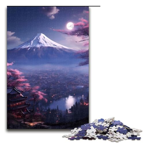 1000-teiliges Puzzle „Mount Fuji Moonlight Vale“ für Erwachsene, Holzpuzzle, Heimkunstdekor, Größe 50 x 75 cm 1000-teiliges Puzzle „Mount Fuji Moonlight Vale“ für Erwachsene, Holzpuzzle, Heimkunstdekor, Größe 50 x 75 cm von LLONGKT
