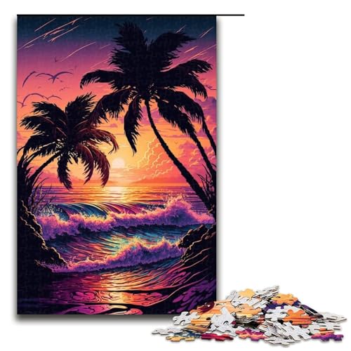 1000-teiliges Puzzle „Neonlandschaft“ für Erwachsene, Holzpuzzle, anspruchsvolles Spiel, Größe 50 x 75 cm von LLONGKT