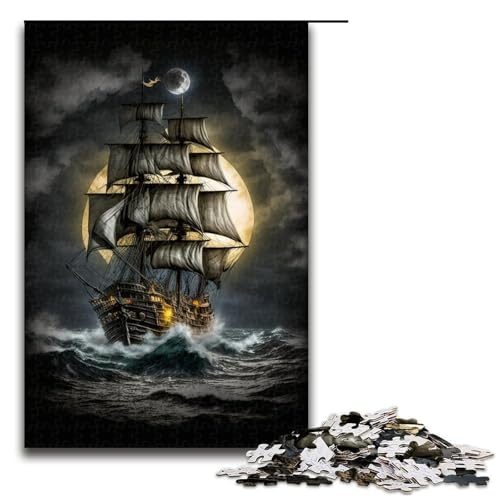 1000-teiliges Puzzle „Piratenschiff“ für Erwachsene, anspruchsvolles Holzpuzzle (Größe 50 x 75 cm) von LLONGKT