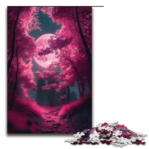1000-teiliges Puzzle „Sakura Moon“ für Erwachsene, Kartonpuzzle für Erwachsene, Geschenke, Größe 38 x 26 cm von LLONGKT