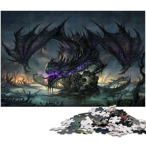 1000-teiliges Puzzle „Schwarzer Sumpfdrache“ für Erwachsene, Kartonpuzzle, Lernspiel für Erwachsene und Kinder, Größe 38 x 26 cm von LLONGKT