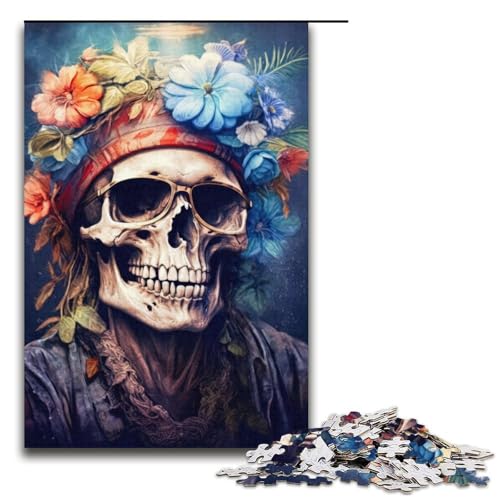 1000-teiliges Puzzle „Soulful Harmony Skull“ Puzzle für Teenager, Papppuzzle, Lernspiele für Erwachsene, Größe 38 x 26 cm von LLONGKT