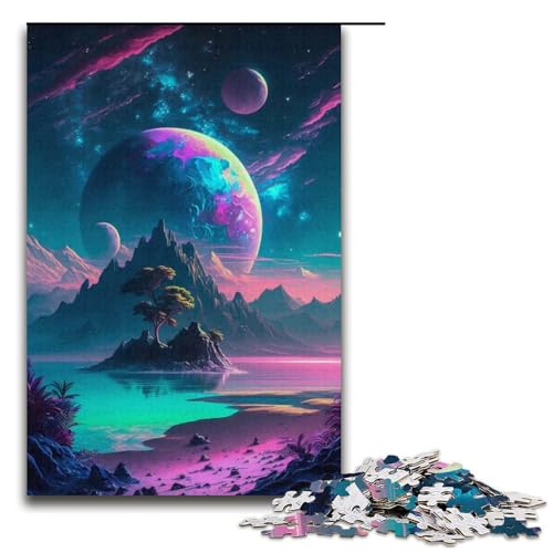 1000-teiliges Puzzle „Strand, der nahe Berg“, Puzzle für Erwachsene, Papppuzzle, Heimdekoration, Größe 38 x 26 cm von LLONGKT