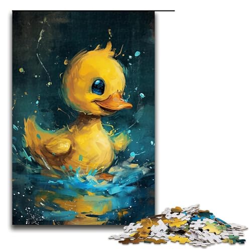 1000-teiliges Puzzle „Süße kleine gelbe Ente“ für Erwachsene, Holzpuzzle, tolles Geschenk für Erwachsene (Größe 50 x 75 cm) von LLONGKT