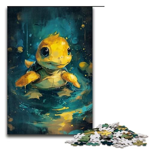 1000-teiliges Puzzle „Süße kleine gelbe Schildkröte“, Geschenk-Puzzle für Erwachsene, tolles Geschenk für Spiele, geeignet für Teenager ab 14 Jahren (Größe 50 x 75 cm) von LLONGKT