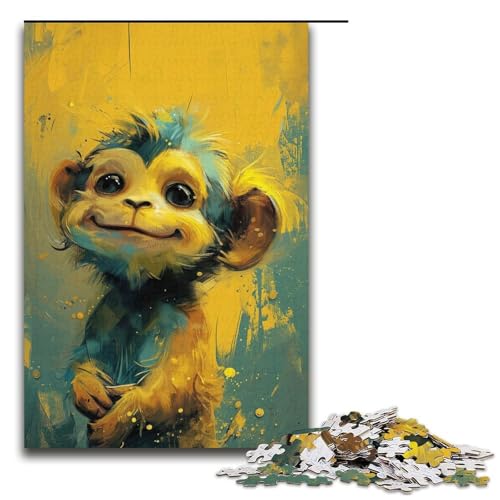 1000-teiliges Puzzle „Süßer Kleiner gelber AFFE“, Puzzle für Erwachsene aus Pappe, Erwachsene (Größe 38 x 26 cm) von LLONGKT