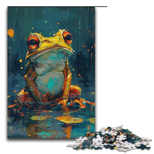 1000-teiliges Puzzle „Süßer Kleiner gelber Frosch“ für Erwachsene, Papppuzzle, anspruchsvoll zu vervollständigen, Aber lustig und humorvoll (Größe 38 x 26 cm) von LLONGKT