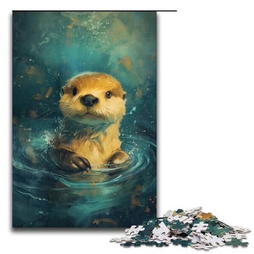 1000-teiliges Puzzle „Süßer Kleiner gelber Otter“ für Erwachsene, Papppuzzle, anspruchsvoll zu vervollständigen, Aber lustig und humorvoll (Größe 38 x 26 cm) von LLONGKT