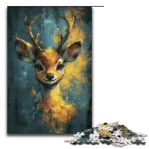 1000-teiliges Puzzle „Süßes kleines gelbes REH“ für Erwachsene, Papppuzzle, tolles Geschenk für Erwachsene (Größe 38 x 26 cm) von LLONGKT
