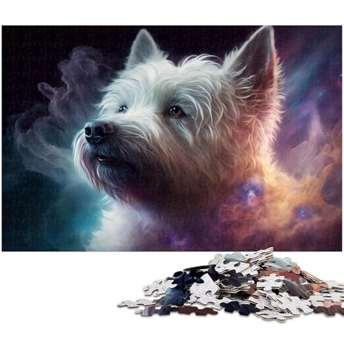 1000-teiliges Puzzle „West Highland Terrier Cloud“ für Erwachsene, Kartonpuzzle, Lernspiel für Erwachsene und Kinder, Größe 38 x 26 cm von LLONGKT