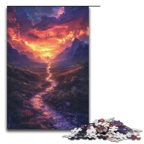 1000-teiliges Puzzle „Wunderschöne Berge“ für Erwachsene, mit passendem Poster und Quizblatt (Größe 38 x 26 cm) von LLONGKT