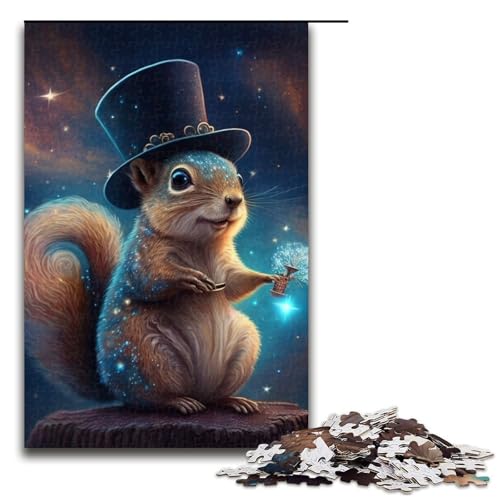 1000-teiliges Puzzle „Zauberer-Eichhörnchen“ für Teenager, Holzpuzzle, Lernspiel für Erwachsene, Größe 50 x 75 cm von LLONGKT