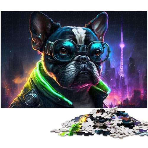 1000-teiliges Puzzle Bulldog Puzzles für Teenager Holzpuzzle Heimdekoration Spielzeug Größe 50x75cm von LLONGKT