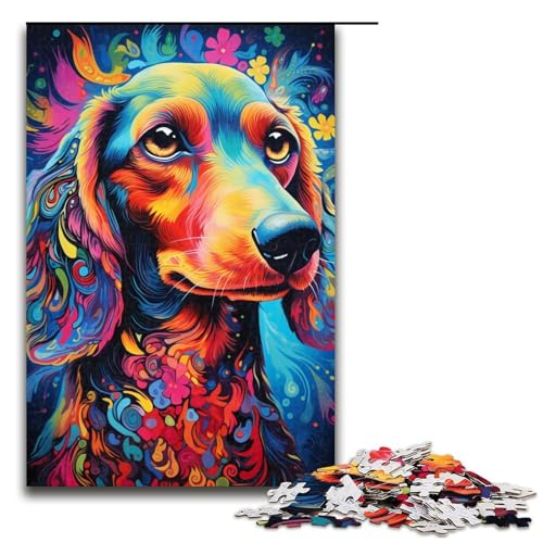 1000-teiliges Puzzle Dackel-Puzzle für Erwachsene, Holzpuzzle, anspruchsvolles Spiel, Größe 50 x 75 cm von LLONGKT