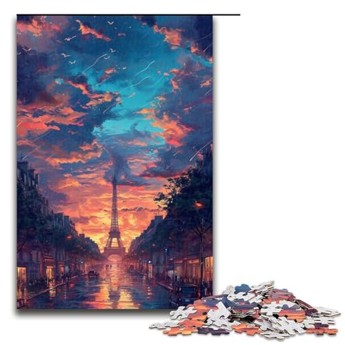 1000-teiliges Puzzle Eiffelturm in Paris, Holzpuzzle, Lernspielzeug, Größe 50 x 75 cm von LLONGKT
