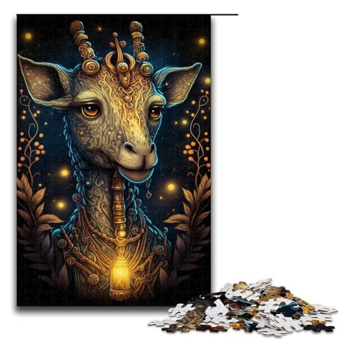 1000-teiliges Puzzle Giraffe, Holzpuzzle für Erwachsene, Lernspiel, Größe 50 x 75 cm von LLONGKT
