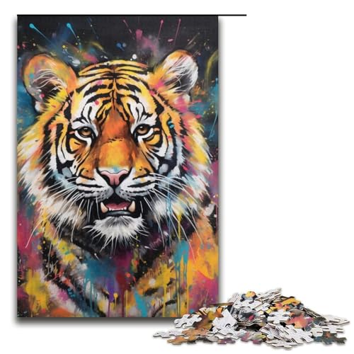 1000-teiliges Puzzle Tiger Art Graffiti Puzzles aus Karton Lernspielzeug Größe 38 x 26 cm von LLONGKT