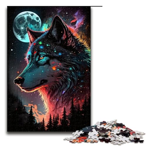 1000-teiliges Puzzle Wolf-Puzzle für Erwachsene, Holzpuzzle, anspruchsvolles Spiel, Größe 50 x 75 cm von LLONGKT