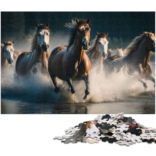 1000-teiliges Puzzle für Erwachsene, „Pferd rennt durch“, Quizspiel, anspruchsvoll zu vervollständigen, Aber lustig und humorvoll, Größe 38 x 26 cm von LLONGKT