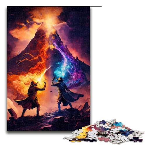 1000-teiliges Puzzle für Erwachsene, „The Volcano Wizards“, Puzzle aus Holz, Lernspiel, Herausforderungsspielzeug, Größe 50 x 75 cm von LLONGKT