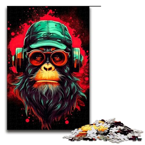 1000-teiliges Puzzle für Erwachsene, AFFE, DJ, Musik, Lernpuzzle, einzigartiges Geburtstagspuzzle, Größe 50 x 75 cm 1000-teiliges Puzzle für Erwachsene, AFFE, DJ, Musik, Lernpuzzle, einzigartiges Geburtstagspuzzle, Größe 50 x 75 cm von LLONGKT