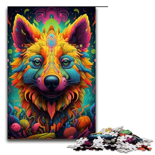 1000-teiliges Puzzle für Erwachsene, Afrikanische Hyäne, Puzzles für Holzpuzzle, Lernspiel, Herausforderungsspielzeug (Größe 50 x 75 cm) von LLONGKT