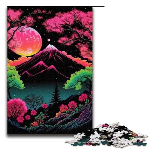 1000-teiliges Puzzle für Erwachsene, Aquarell-Berge-Puzzle – anspruchsvolles Spiel, ganze Familie, Größe 50 x 75 cm von LLONGKT