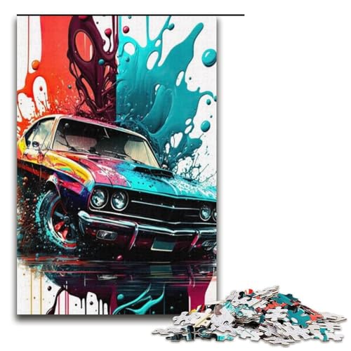 1000-teiliges Puzzle für Erwachsene, Aquarell-Sportwagen-Puzzle, Wanddekoration, einzigartige Heimdekoration und Geschenke, Größe 38 x 26 cm 1000-teiliges Puzzle für Erwachsene, Aquarell-Sportwagen-Puzzle, Wanddekoration, einzigartige Heimdekoration und Geschenke, Größe 38 x 26 cm von LLONGKT