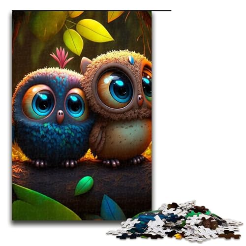 1000-teiliges Puzzle für Erwachsene, Baby-Eule, Puzzle für Erwachsene, Holzpuzzle, Lernspiele, Größe 50 x 75 cm von LLONGKT
