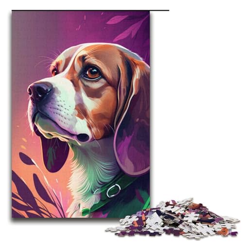 1000-teiliges Puzzle für Erwachsene, Beagle-Puzzle, Quizspiel, Geburtstagsgeschenk, Geschenke, Wandkunst (Größe 38 x 26 cm) von LLONGKT