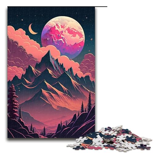 1000-teiliges Puzzle für Erwachsene, Berglandschafts-Puzzle für Erwachsene, Holzpuzzle, tolles Geschenk, Größe 50 x 75 cm von LLONGKT