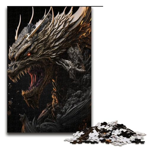 1000-teiliges Puzzle für Erwachsene, Brave Dragon Puzzle, Lernspiele, Wichtelgeschenke für Teenager ab 14 Jahren (Größe 50 x 75 cm) von LLONGKT