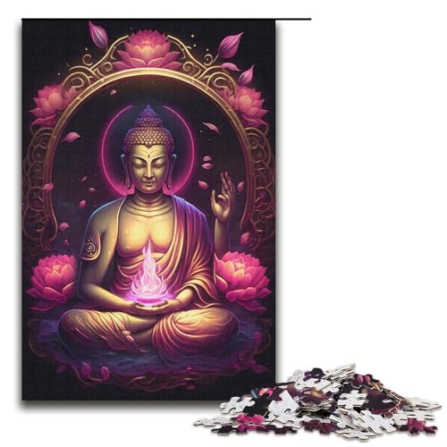 1000-teiliges Puzzle für Erwachsene, Buddha-Spielzeug, Denkspiel, Herausforderung für die Gehirnintelligenz, süchtig machendes Spielzeug (Größe 38 x 26 cm) von LLONGKT