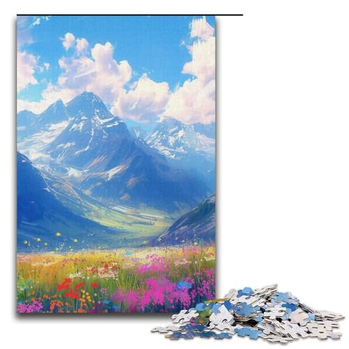 1000-teiliges Puzzle für Erwachsene, Bunte Berge, Puzzle für Lernspiele, Herausforderung, Spielzeug, Geschenke für Freunde und Familie (Größe 38 x 26 cm) von LLONGKT