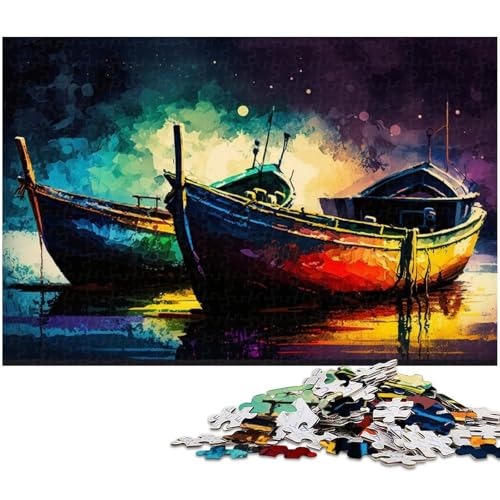 1000-teiliges Puzzle für Erwachsene, Bunte Boote, Lernspiel, Herausforderungsspielzeug, Wichtelgeschenke, Größe 38 x 26 cm von LLONGKT