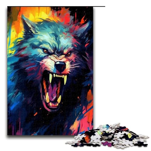 1000-teiliges Puzzle für Erwachsene, Bunte Wolfsbilder, Quizspiel zum Stressabbau, schwierige Herausforderung, Größe 50 x 75 cm von LLONGKT
