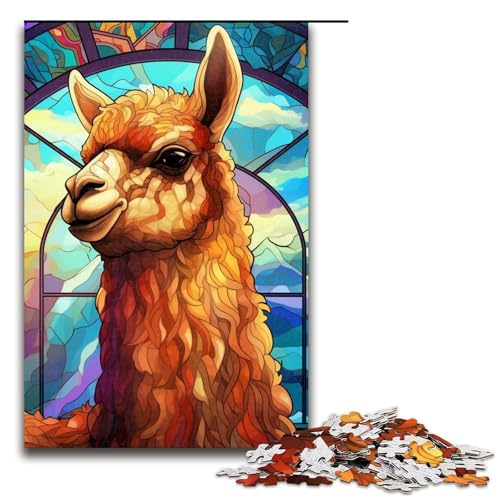 1000-teiliges Puzzle für Erwachsene, Buntglas-Alpaka-Quizspiel, Stressabbau, schwierige Herausforderung, Größe 50 x 75 cm 1000-teiliges Puzzle für Erwachsene, Buntglas-Alpaka-Quizspiel, Stressabbau, schwierige Herausforderung, Größe 50 x 75 cm von LLONGKT