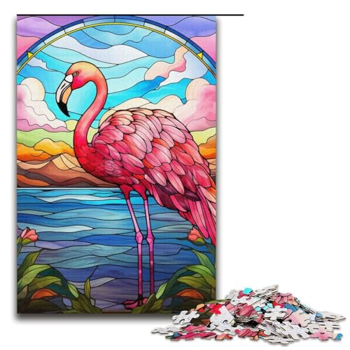 1000-teiliges Puzzle für Erwachsene, Buntglas-Flamingo-Quizspiel, Stressabbau, schwierige Herausforderung, Größe 38 x 26 cm 1000-teiliges Puzzle für Erwachsene, Buntglas-Flamingo-Quizspiel, Stressabbau, schwierige Herausforderung, Größe 38 x 26 cm von LLONGKT