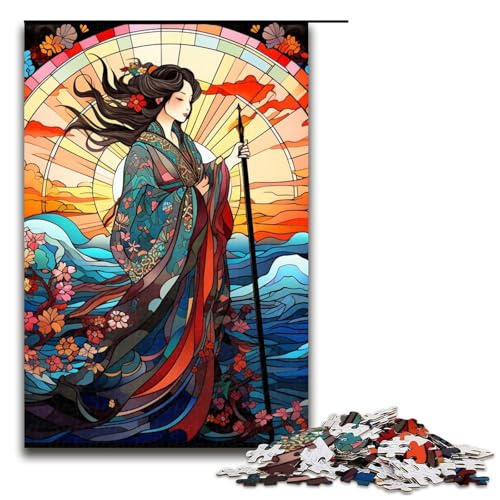 1000-teiliges Puzzle für Erwachsene, Buntglas-Geisha-Denkspiel, hilft dem Gehirn, süchtig machendes Spielzeug zu trainieren und Geduld zu fördern, Größe 50 x 75 cm 1000-teiliges Puzzle für Erwachsene, Buntglas-Geisha-Denkspiel, hilft dem Gehirn, süchtig machendes Spielzeug zu trainieren und Geduld zu fördern, Größe 50 x 75 cm von LLONGKT