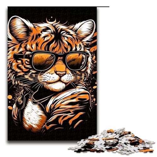 1000-teiliges Puzzle für Erwachsene, Cooles Tigerjunges-Puzzle, Lernspiele, perfekte Dekoration für Teenager ab 14 Jahren, Größe 50 x 75 cm von LLONGKT