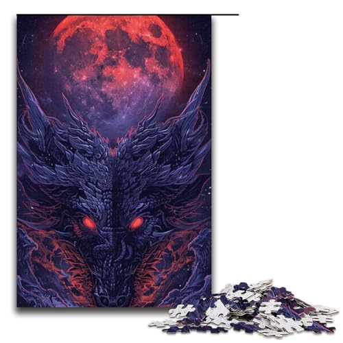 1000-teiliges Puzzle für Erwachsene, Dämonendrachen-Puzzle, Lernspiel, Herausforderung, Spielzeug, Geschenke für Freunde und Familie (Größe 38 x 26 cm) von LLONGKT
