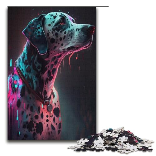 1000-teiliges Puzzle für Erwachsene, Dalmatiner-Malspielzeug, Denkspiel, Herausforderung für die Gehirnintelligenz, süchtig machendes Spielzeug (Größe 38 x 26 cm) von LLONGKT