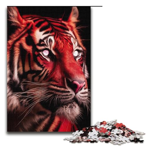 1000-teiliges Puzzle für Erwachsene, Denkspiel „Red Tigers“, hilft dem Gehirn, süchtig machendes Spielzeug zu trainieren und Geduld zu fördern, Größe 38 x 26 cm von LLONGKT