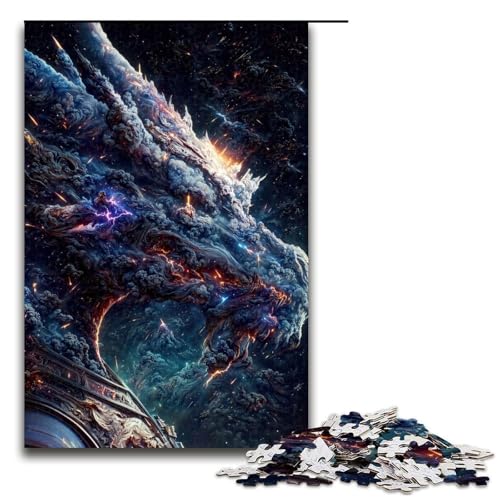 1000-teiliges Puzzle für Erwachsene, Der Blaue alte Weltraumdrache, Lernpuzzle, tolles Geschenk zu Weihnachten, Größe 50 x 75 cm von LLONGKT