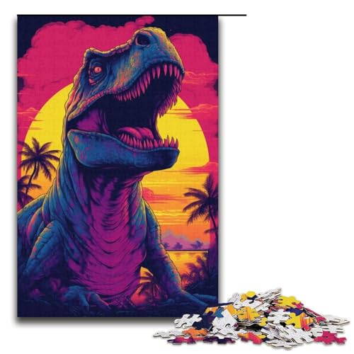 1000-teiliges Puzzle für Erwachsene, Dinosaurier, T-Rex, Sonnenuntergang, Dino-Spiel, Spielzeug, Herausforderung für die Gehirnintelligenz, süchtig machendes Spielzeug, Größe 38 x 26 cm 1000-teiliges Puzzle für Erwachsene, Dinosaurier, T-Rex, Sonnenuntergang, Dino-Spiel, Spielzeug, Herausforderung für die Gehirnintelligenz, süchtig machendes Spielzeug, Größe 38 x 26 cm von LLONGKT