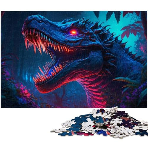 1000-teiliges Puzzle für Erwachsene, Dinosaurier-Puzzle für Lernspiele, Herausforderungsspielzeug, EIN Kunstwerk, Größe 38 x 26 cm von LLONGKT