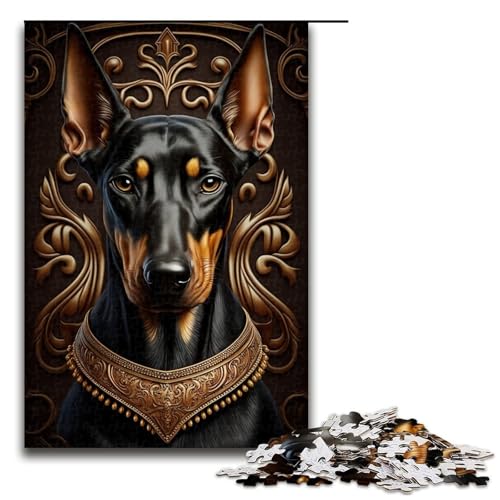 1000-teiliges Puzzle für Erwachsene, Dobermann-Pinscher, Puzzle für Erwachsene, Holzpuzzle, Lernspiel, Herausforderungsspielzeug, Größe 50 x 75 cm von LLONGKT