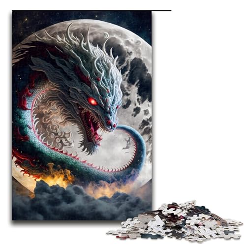 1000-teiliges Puzzle für Erwachsene, Drachenpuzzle, Lernspiele, Wichtelgeschenke für Teenager ab 14 Jahren (Größe 50 x 75 cm) von LLONGKT