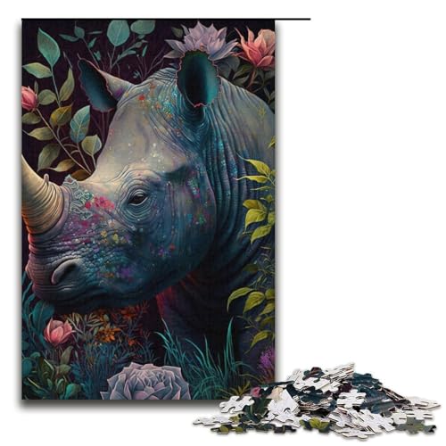 1000-teiliges Puzzle für Erwachsene, Dschungel-Nashorn-Quizspiel, anspruchsvoll zu vervollständigen, Aber unterhaltsam und humorvoll, Größe 38 x 26 cm von LLONGKT